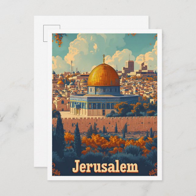 Cartão Postal Ilustração do Viagem artístico de Jerusalém (Frente/Verso)