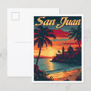 Cartão Postal Ilustração do Viagem artístico San Juan Porto Rico