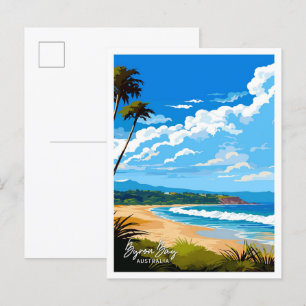 Cartão Postal Ilustração do Viagem da Austrália de Baía Byron