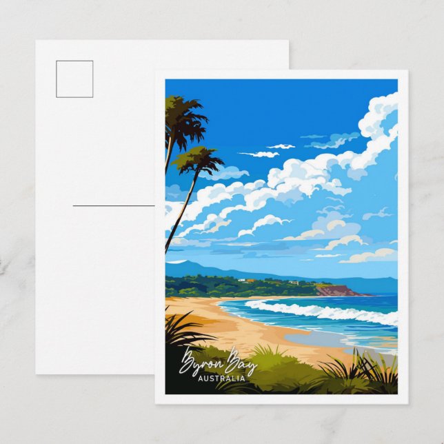 Cartão Postal Ilustração do Viagem da Austrália de Baía Byron (Frente/Verso)