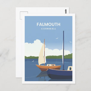 Cartão Postal Ilustração do Viagem da Falmouth Cornwall England