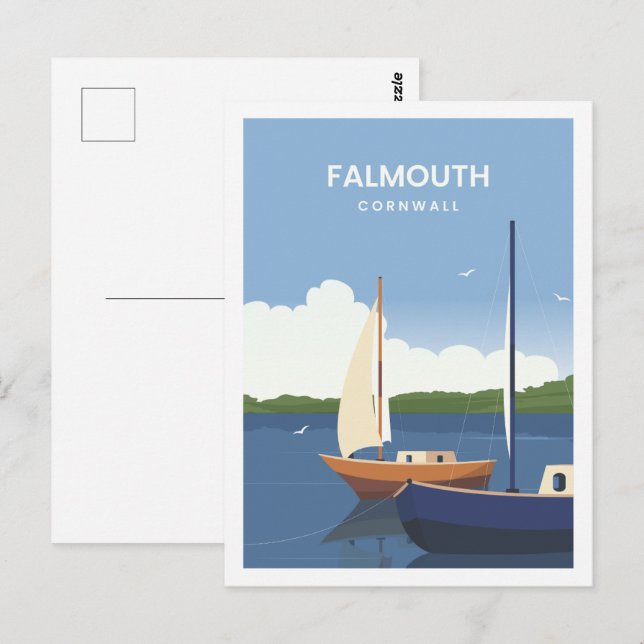 Cartão Postal Ilustração do Viagem da Falmouth Cornwall England (Frente/Verso)