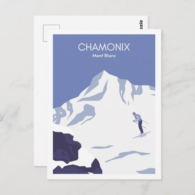 Cartão Postal Ilustração do Viagem da França Chamonix Mont Blanc (Frente/Verso)