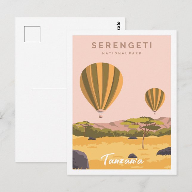 Cartão Postal Ilustração do Viagem da Serengeti Tanzânia (Frente/Verso)