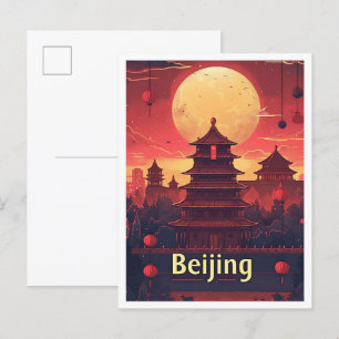Cartão Postal Ilustração do Viagem de Arte em Beijing China