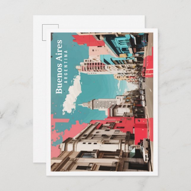 Cartão Postal Ilustração do Viagem de Arte Pop da Argentina em B (Frente/Verso)