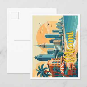 Cartão Postal Ilustração do Viagem de Arte Pop de Miami Florida
