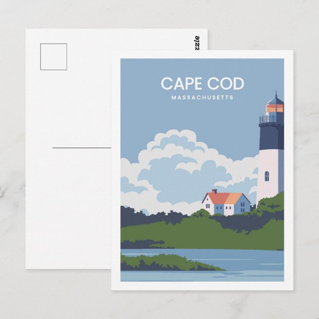 Cartão Postal Ilustração do Viagem de Massachusetts Cape Cod (Frente/Verso)