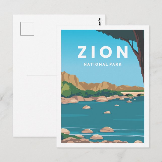 Cartão Postal Ilustração do Viagem de Place do Zion National Par (Frente/Verso)