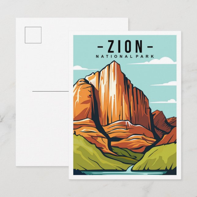 Cartão Postal Ilustração do Viagem de Zion National Park (Frente/Verso)