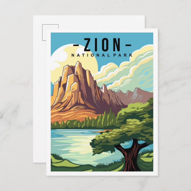 Cartão Postal Ilustração do Viagem de Zion National Park Utah EU (Frente/Verso)