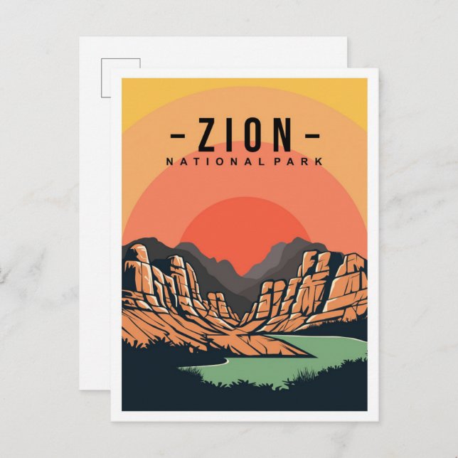 Cartão Postal Ilustração do Viagem de Zion National Park Utah EU (Frente/Verso)