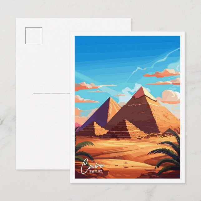 Cartão Postal Ilustração do viagem do Cairo Egypt (Frente/Verso)