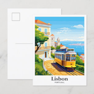 Cartão Postal Ilustração do Viagem Potrait em Portugal Lisboa