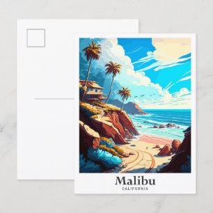 Cartão Postal Ilustração do Viagem Potrait Malibu California