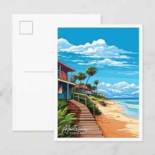Cartão Postal Ilustração do Viagem Vintage na Costa Rica