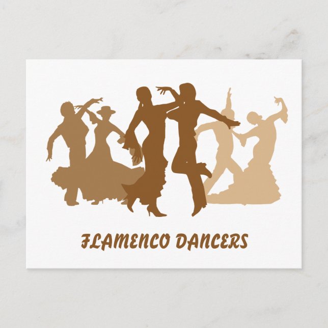 Cartão Postal Ilustração dos Dançarinos do Flamenco (Frente)