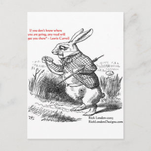 Cartão Postal Ilustração e Citação de Lewis Carroll Looking Glas