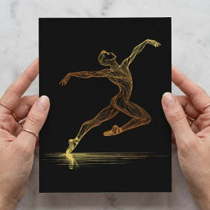 Cartão Postal Ilustração Elegante do Dançador de Balés de Arte d