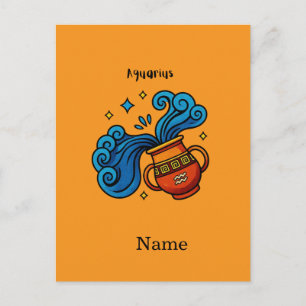 Cartão Postal Ilustração em Cartoon do Signo de Aquário