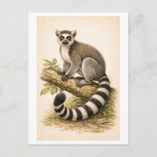 Cartão Postal Ilustração em estilo retrô de lêmure