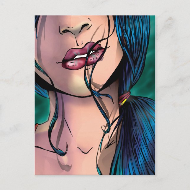 Cartão Postal Ilustração em quadrinhos de uma sexy garota chamad (Frente)