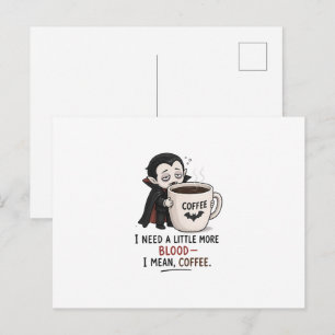 Cartão Postal Ilustração engraçada de café de vampiro de Hallowe