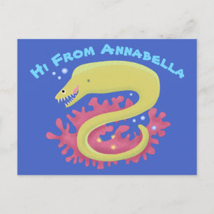 Cartão Postal Ilustração engraçada de desenho animado de enguia