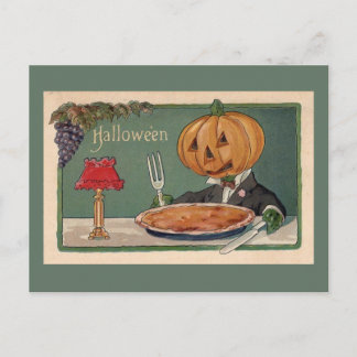 Cartão Postal Ilustração Engraçada de Halloween Vintage do Cara