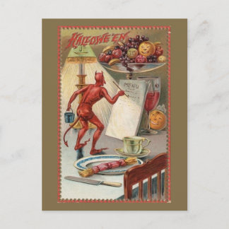 Cartão Postal Ilustração engraçada do Halloween vintage
