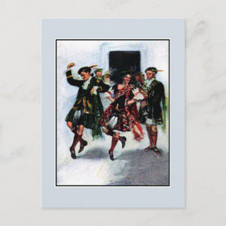 Cartão Postal Ilustração escocesa do livro de dança do kilt