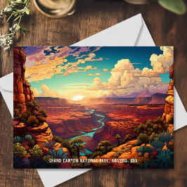 Cartão Postal Ilustração estilizada Parque Nacional do Grand Can
