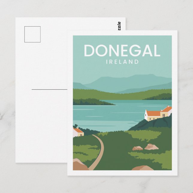 Cartão Postal Ilustração Famosa de Viagem da Irlanda Donegal (Frente/Verso)