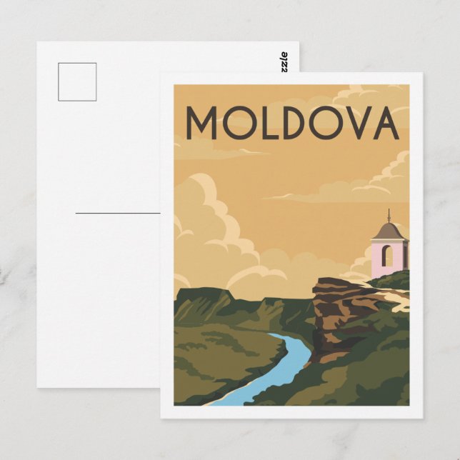 Cartão Postal Ilustração Famosa de Viagem da Moldávia (Frente/Verso)