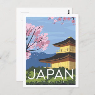 Cartão Postal Ilustração Famosa de Viagem de Lugar de Kyoto no J