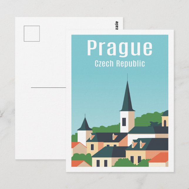 Cartão Postal Ilustração Famosa de Viagem de Lugar de Praga na R (Frente/Verso)