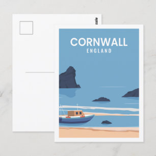 Cartão Postal Ilustração Famosa de Viagem Place Cornwall England