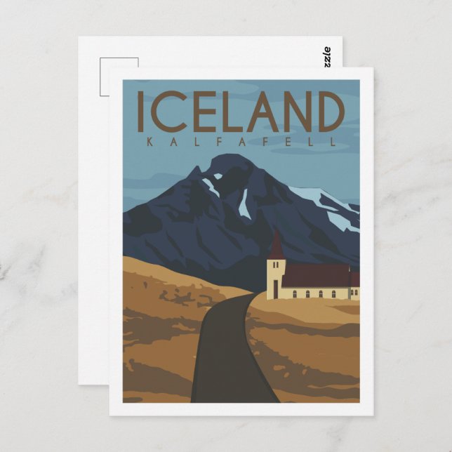 Cartão Postal Ilustração Famosa de Viagem Place da Islândia do K (Frente/Verso)
