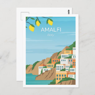 Cartão Postal Ilustração Famosa de Viagem Place da Itália Amalfi