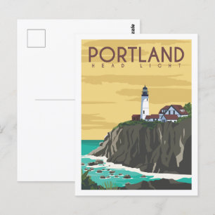 Cartão Postal Ilustração Famosa do Portland Oregon Viagem Place