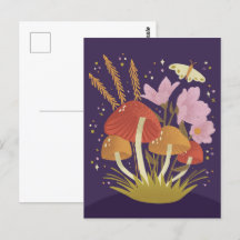 Ilustração Floral de Cogumelos Woodland