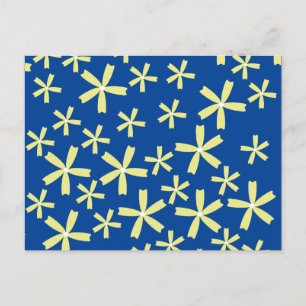 Cartão Postal Ilustração Floral de Margarida Amarela e Azul
