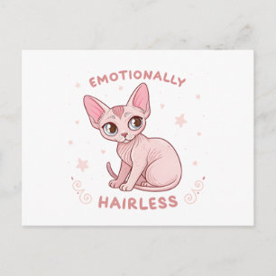 Cartão Postal Ilustração Fofa de Gato Sphynx do Zodíaco de Cânce