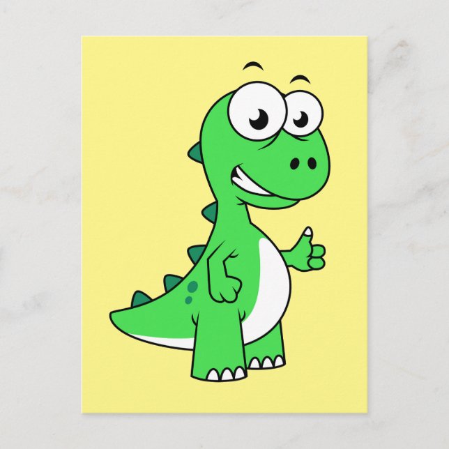 Cartão Postal Ilustração Fofa de Tyrannosaurus Rex. 2 (Frente)