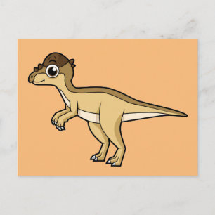 Cartão Postal Ilustração Fofa de um Dinossauro Pachycephalosauru