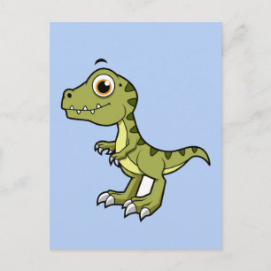 Cartão Postal Ilustração Fofa de um Tyrannosaurus Rex.