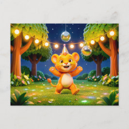 Cartão Postal Ilustração Fofo Personagem Leão 3D