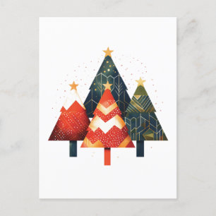 Cartão Postal Ilustração Geométrica das Árvores de Natal Minimal