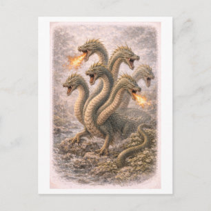 Cartão Postal Ilustração Hidra em Estilo Vintage (Série Mito)