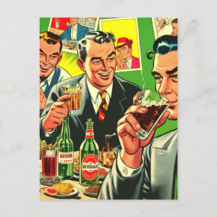 Cartão Postal Ilustração História em quadrinhos de Bebidas do Ba